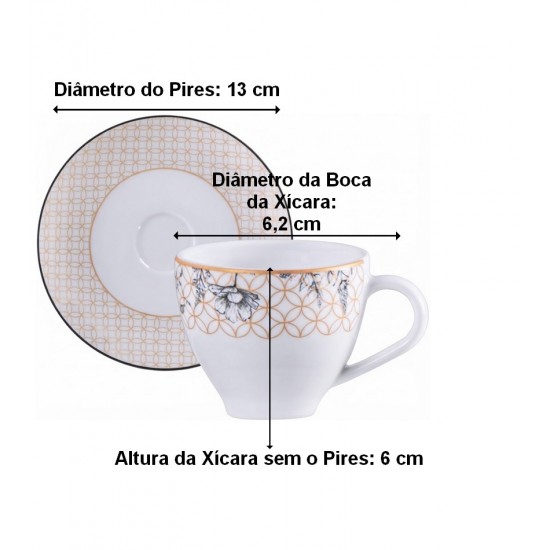 Xícara 100ml Café Solaris Em Porcelana Decorada Tramontina